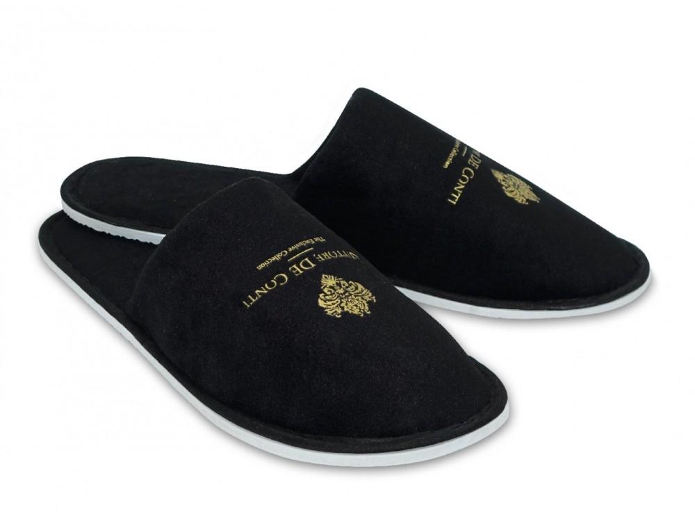 Hotel Frottee-Velours Slipper mit Vittore de Conti-Logo, geschossen