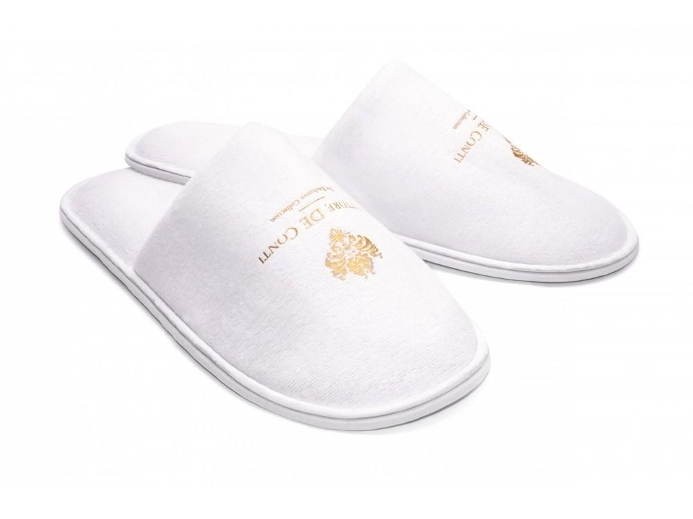 Hotel Frottee-Velours Slipper mit Vittore de Conti-Logo, geschossen