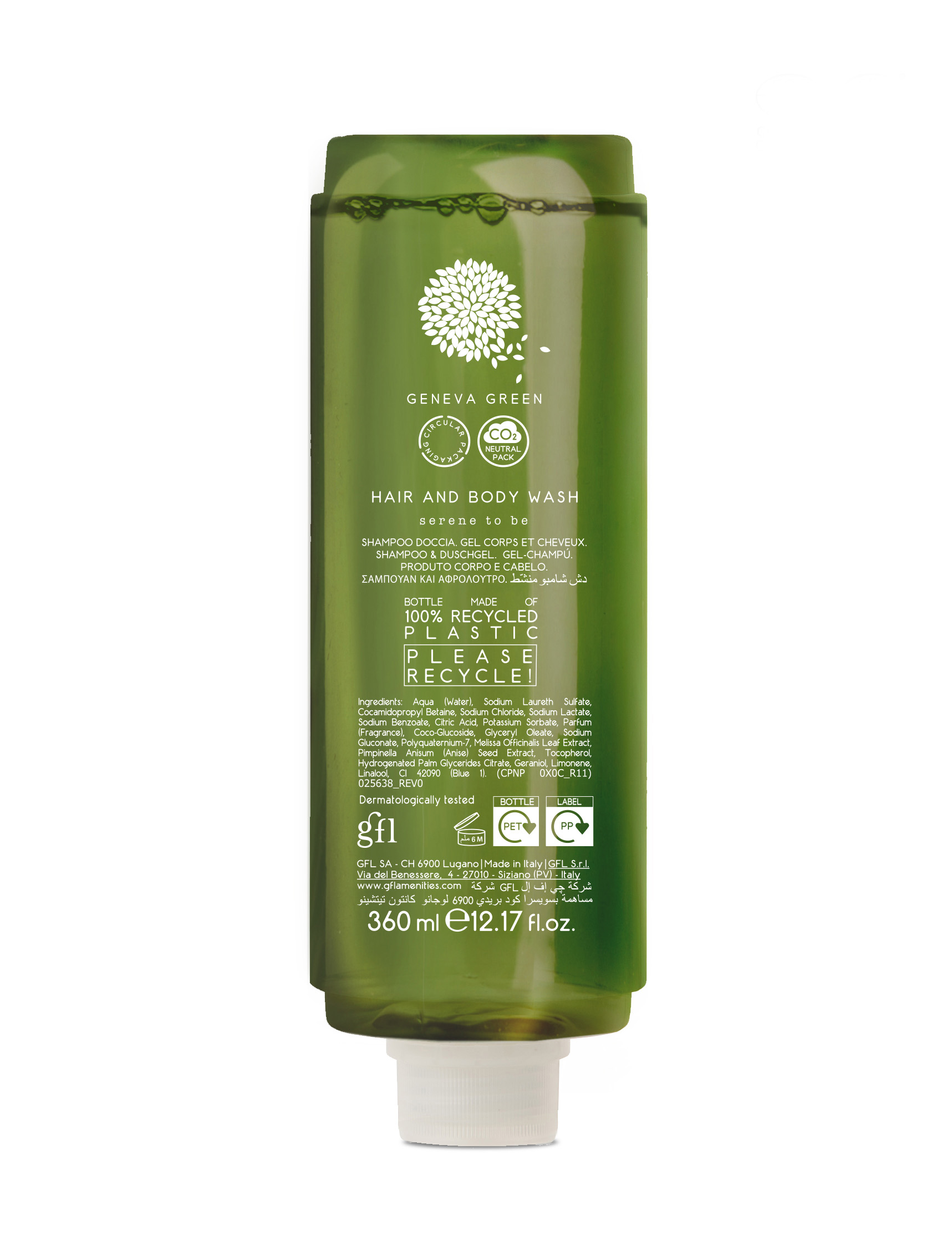 Duschgel & Shampoo 360 ml Spenderflasche Geneva Green
